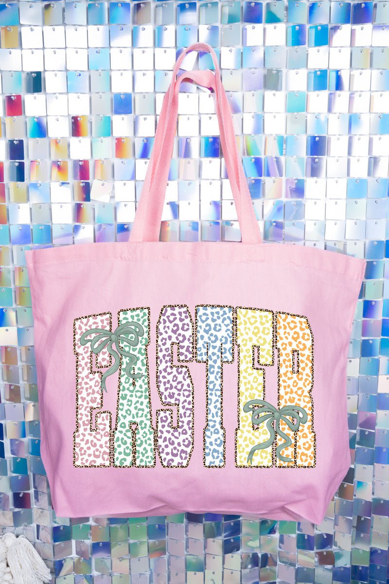 Pastel Easter Coquette Canvas Jumbo Tote - Wholesale Accessory Market