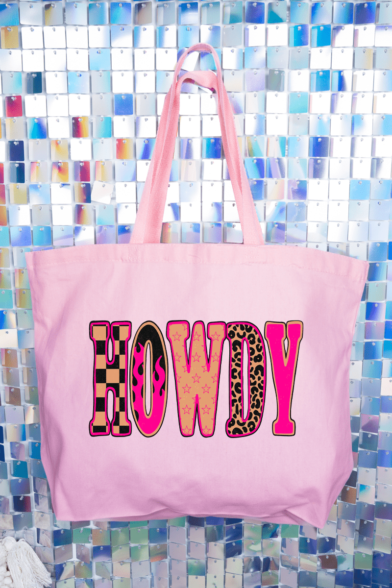Pink Heat Howdy Canvas Jumbo Tote - Wholesale Accessory Market