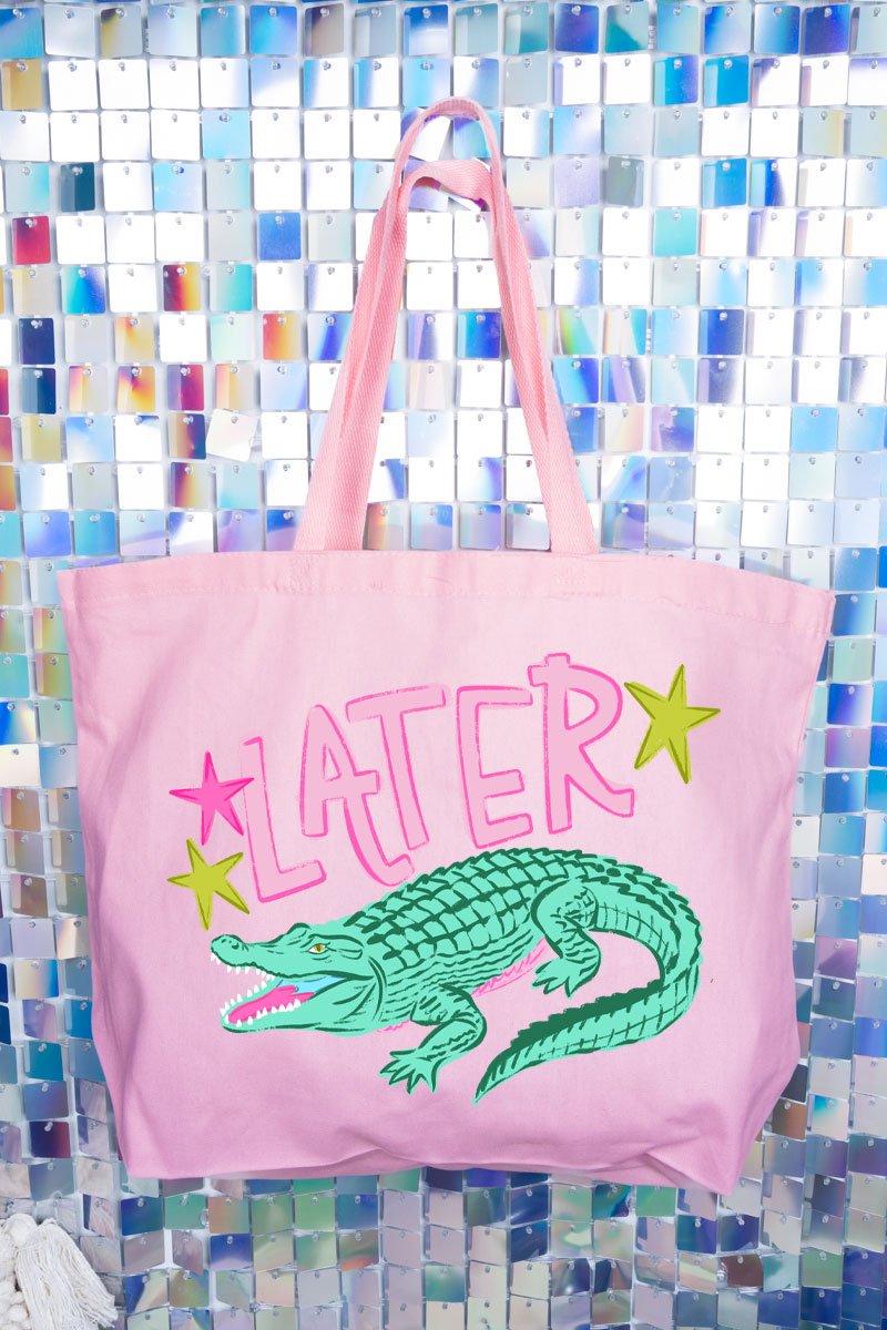 Pink Later Gator Canvas Jumbo Tote - Wholesale Accessory Market