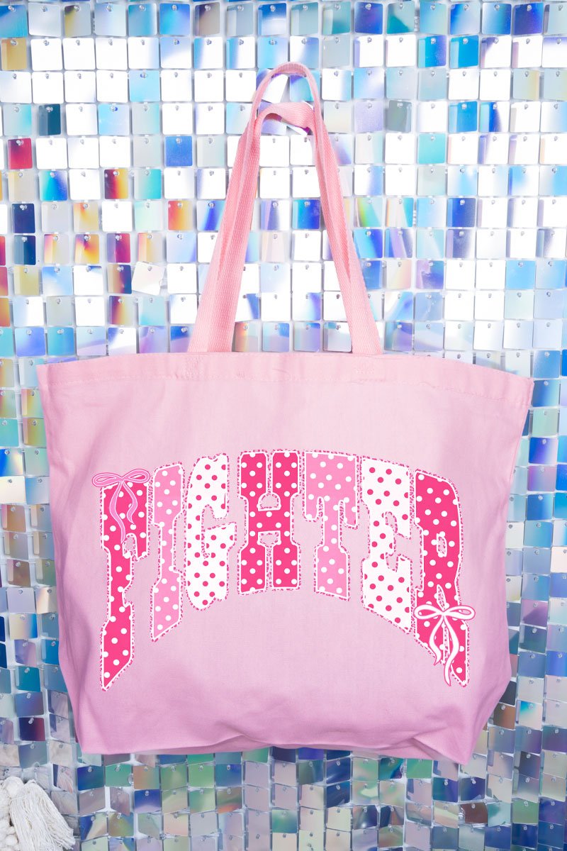Pink Polka Pop Fighter Canvas Jumbo Tote - Wholesale Accessory Market
