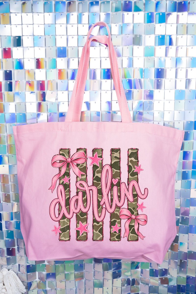 Pink Southern Darlin Canvas Jumbo Tote - Wholesale Accessory Market