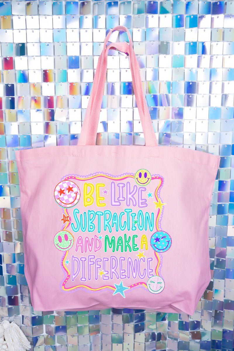 Playful Be Like Subtraction Canvas Jumbo Tote - Wholesale Accessory Market