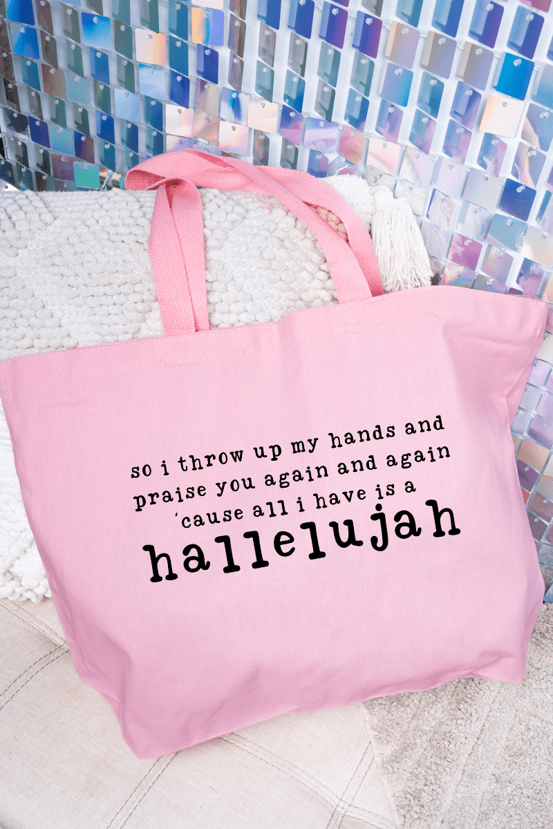 Praise You Again, Hallelujah Canvas Jumbo Tote - Wholesale Accessory Market