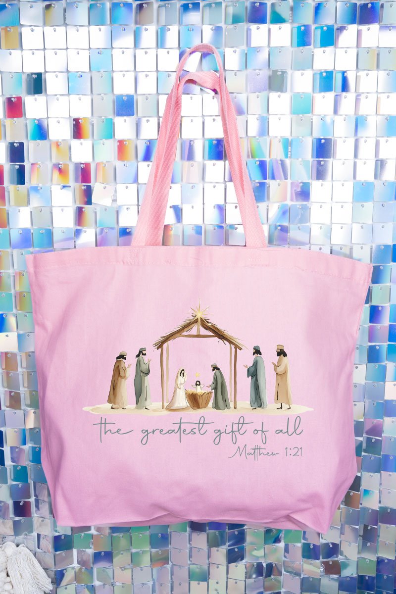 Precious Greatest Gift Of All Canvas Jumbo Tote - Wholesale Accessory Market