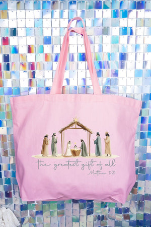 Precious Greatest Gift Of All Canvas Jumbo Tote - Wholesale Accessory Market