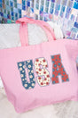 Preppy Flowers USA Canvas Jumbo Tote - Wholesale Accessory Market