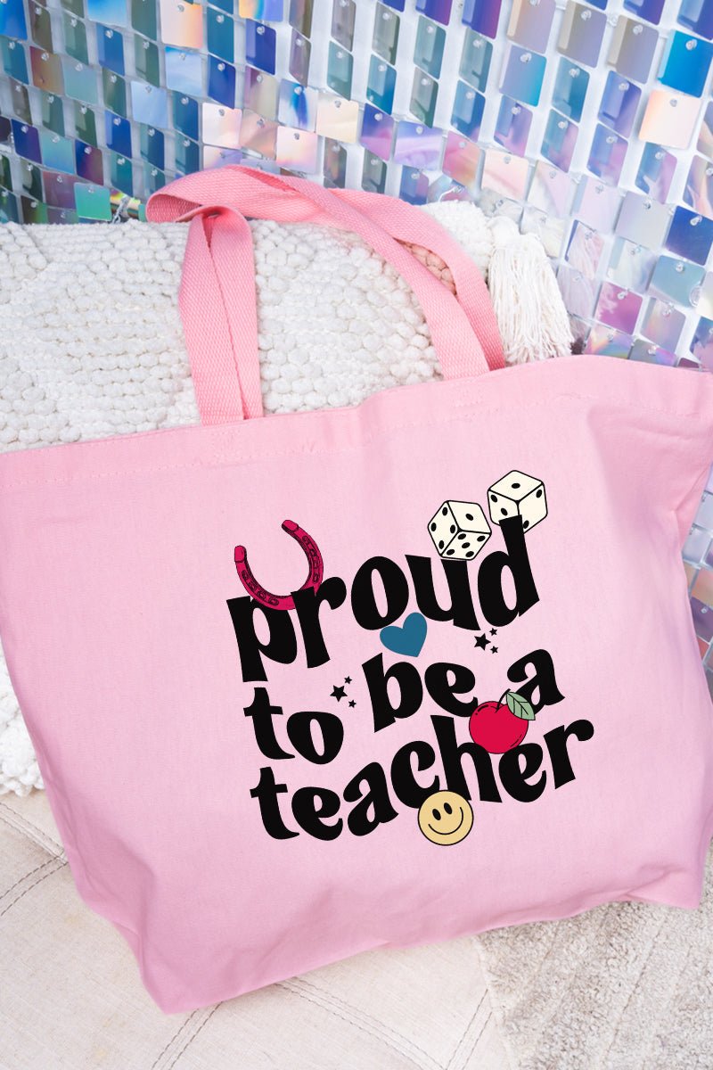 Proud Teacher Canvas Jumbo Tote - Wholesale Accessory Market
