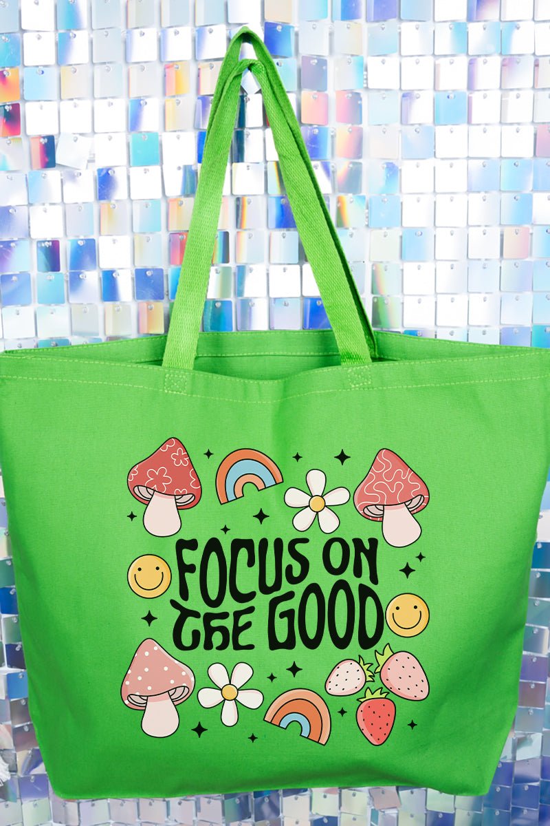 Rainbows Focus On The Good Canvas Jumbo Tote - Wholesale Accessory Market