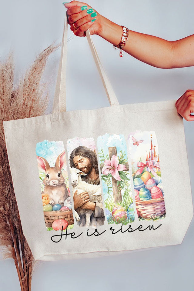 Retro He Is Risen Canvas Jumbo Tote - Wholesale Accessory Market