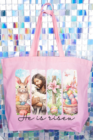 Retro He Is Risen Canvas Jumbo Tote - Wholesale Accessory Market