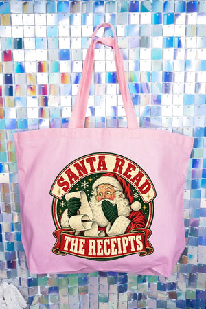 Santa Read The Receipts Canvas Jumbo Tote - Wholesale Accessory Market