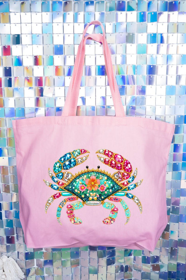 Seaside Sparkle Crab Canvas Jumbo Tote - Wholesale Accessory Market