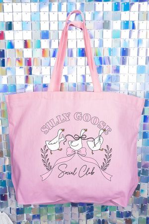 Silly Goose Social Club Canvas Jumbo Tote - Wholesale Accessory Market