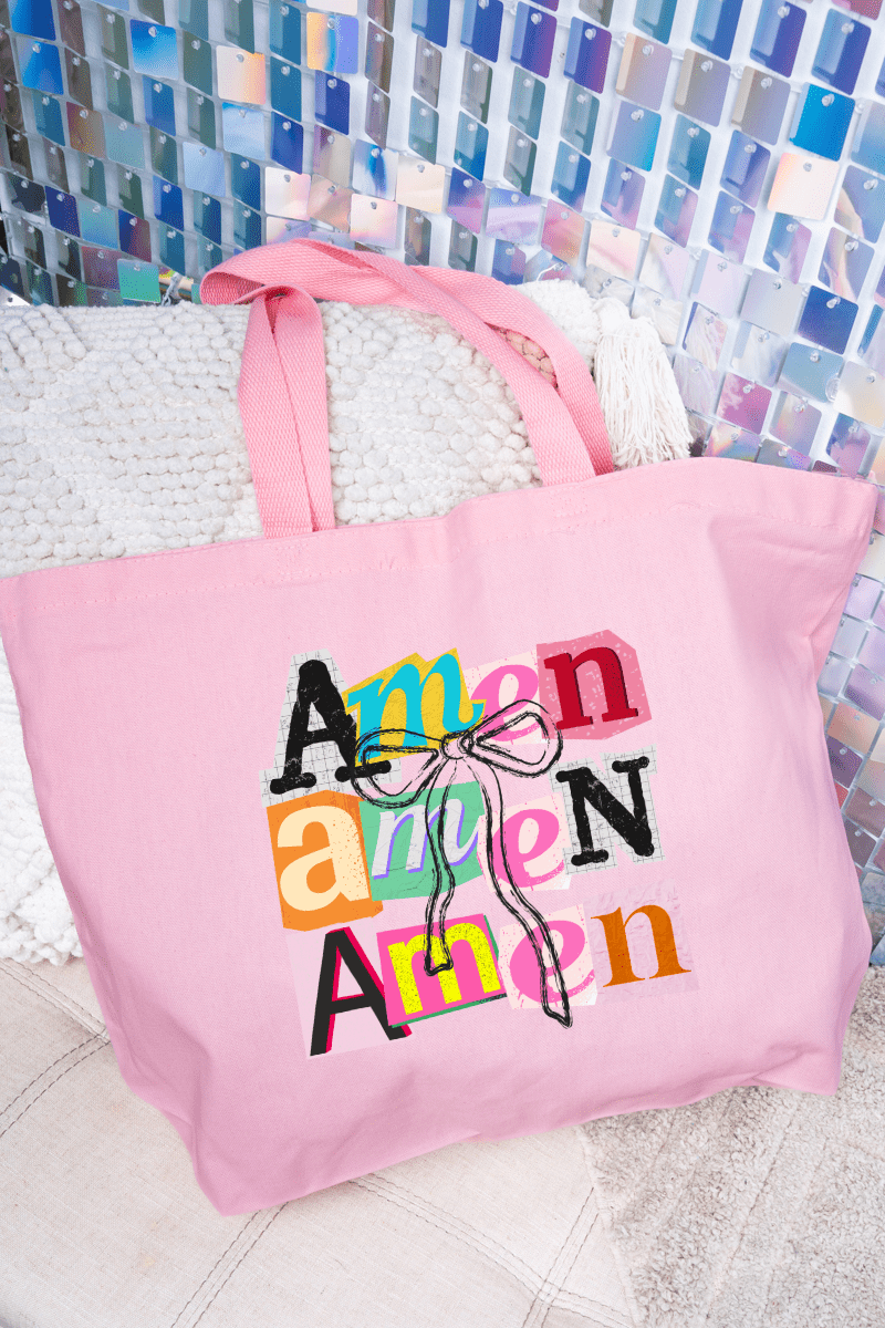 Stacked Amen Coquette Canvas Jumbo Tote - Wholesale Accessory Market