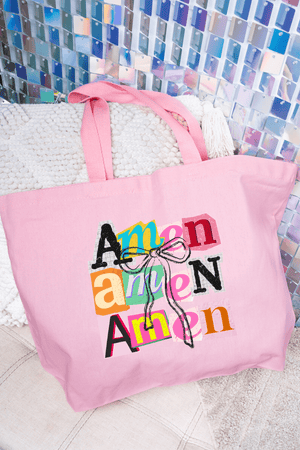 Stacked Amen Coquette Canvas Jumbo Tote - Wholesale Accessory Market