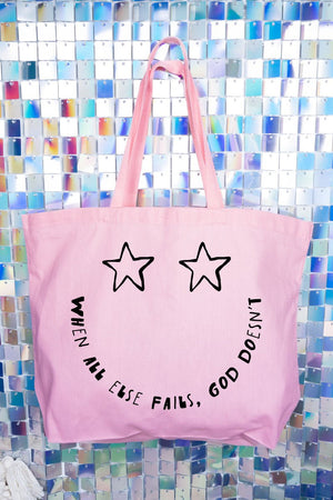 Star Eyes God Never Fails Canvas Jumbo Tote - Wholesale Accessory Market