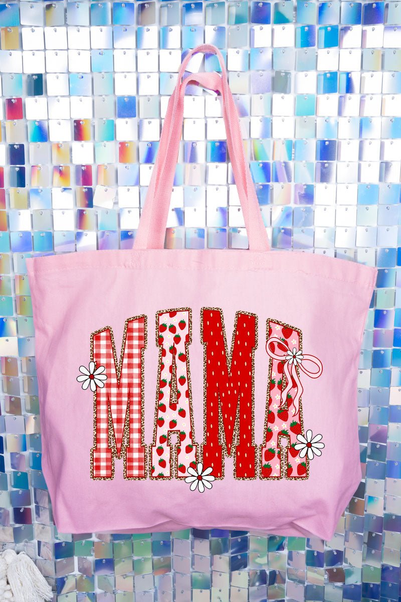 Strawberry Gingham Mama Canvas Jumbo Tote - Wholesale Accessory Market