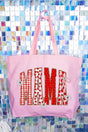 Strawberry Gingham Mama Canvas Jumbo Tote - Wholesale Accessory Market