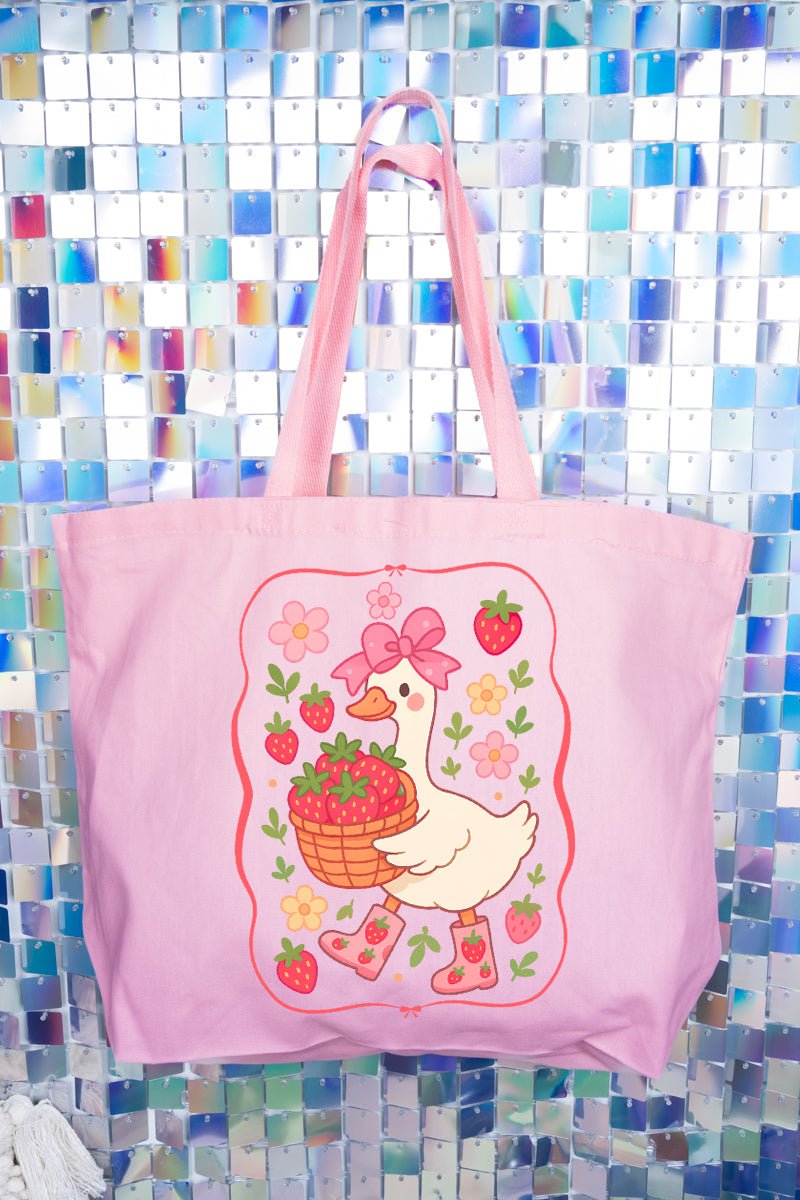Strawberry Goose Canvas Jumbo Tote - Wholesale Accessory Market