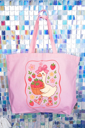 Strawberry Goose Canvas Jumbo Tote - Wholesale Accessory Market