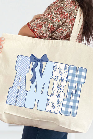 Sunday Blue Amen Canvas Jumbo Tote - Wholesale Accessory Market
