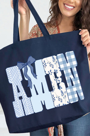 Sunday Blue Amen Canvas Jumbo Tote - Wholesale Accessory Market