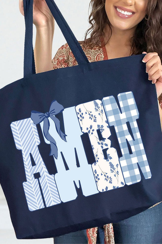 Sunday Blue Amen Canvas Jumbo Tote - Wholesale Accessory Market