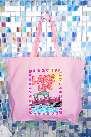 Sunny Lake Life Canvas Jumbo Tote - Wholesale Accessory Market