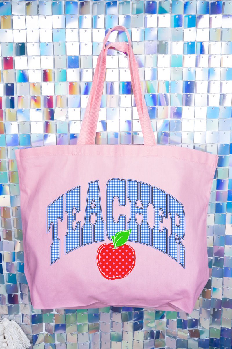 Sweet Apple Teacher Canvas Jumbo Tote - Wholesale Accessory Market