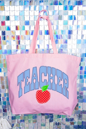 Sweet Apple Teacher Canvas Jumbo Tote - Wholesale Accessory Market