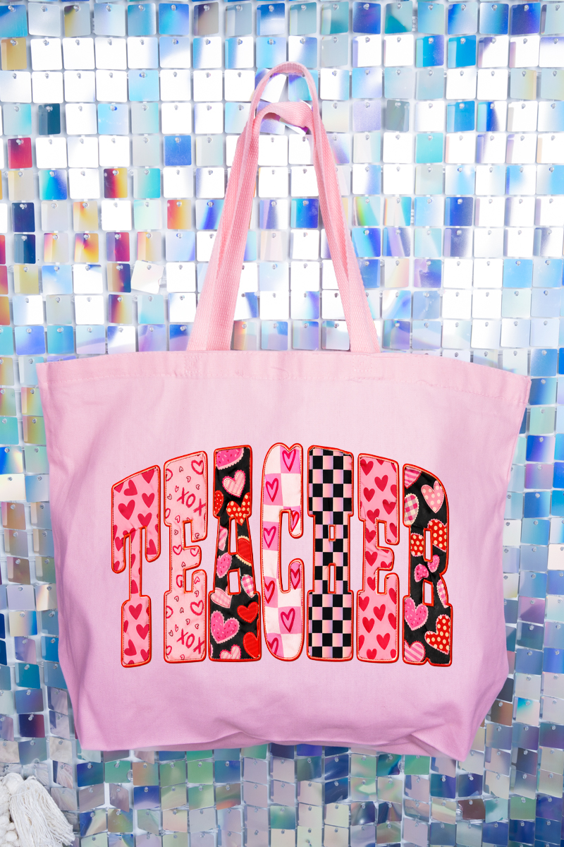 Teacher Full Of Love Canvas Jumbo Tote - Wholesale Accessory Market