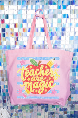 Teachers Are Magic Sketch Canvas Jumbo Tote - Wholesale Accessory Market