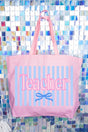 Teacher Striped Canvas Jumbo Tote - Wholesale Accessory Market