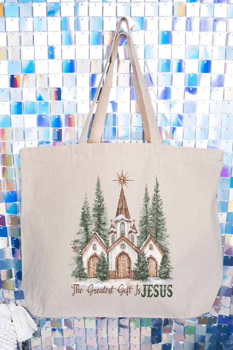 The Greatest Gift Is Jesus Canvas Jumbo Tote - Wholesale Accessory Market