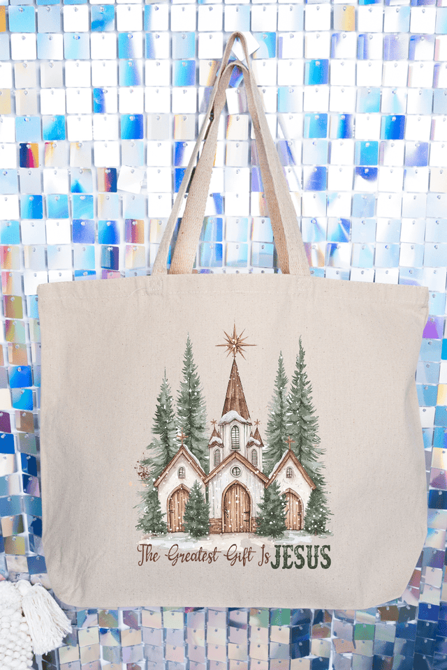 The Greatest Gift Is Jesus Canvas Jumbo Tote - Wholesale Accessory Market