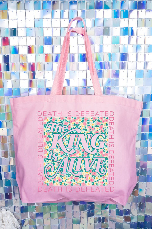 The King Is Alive Canvas Jumbo Tote - Wholesale Accessory Market