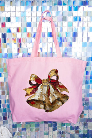 The Painted Christmas Bells Canvas Jumbo Tote - Wholesale Accessory Market