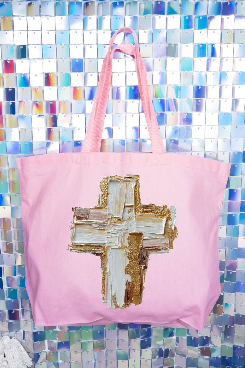 The Painted Gilded Cross Canvas Jumbo Tote - Wholesale Accessory Market