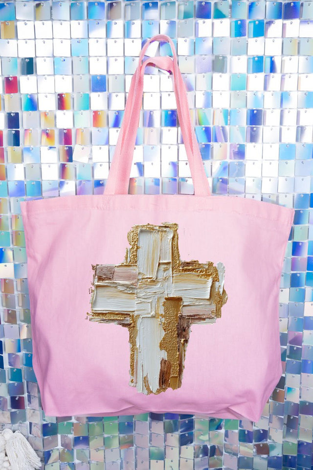 The Painted Gilded Cross Canvas Jumbo Tote - Wholesale Accessory Market
