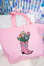 Tulip Cowgirl Boots Canvas Jumbo Tote - Wholesale Accessory Market