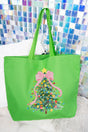 Watercolor Dots Christmas Tree Canvas Jumbo Tote - Wholesale Accessory Market