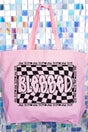 Wavy Checkered Blessed Canvas Jumbo Tote - Wholesale Accessory Market