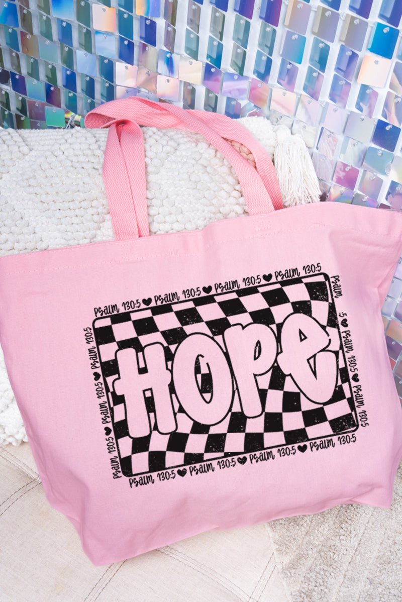 Wavy Checkered Hope Canvas Jumbo Tote - Wholesale Accessory Market