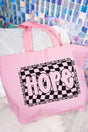 Wavy Checkered Hope Canvas Jumbo Tote - Wholesale Accessory Market