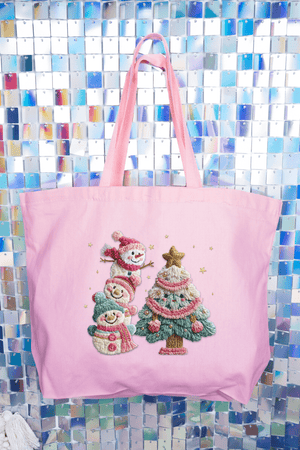 Yarnin' For Christmas Faux Yarn Canvas Jumbo Tote - Wholesale Accessory Market