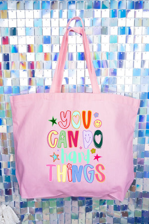 You Can Do Hard Things Canvas Jumbo Tote - Wholesale Accessory Market