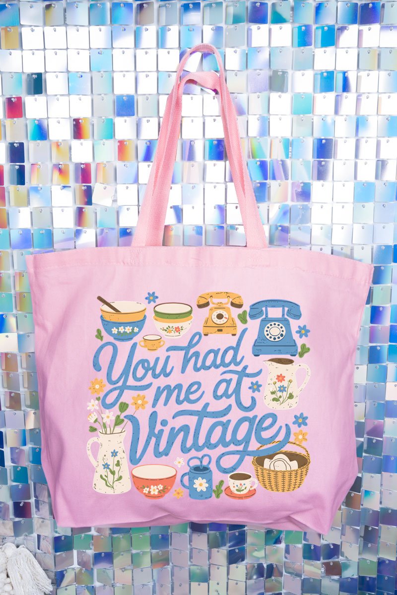 You Had Me At Vintage Canvas Jumbo Tote - Wholesale Accessory Market