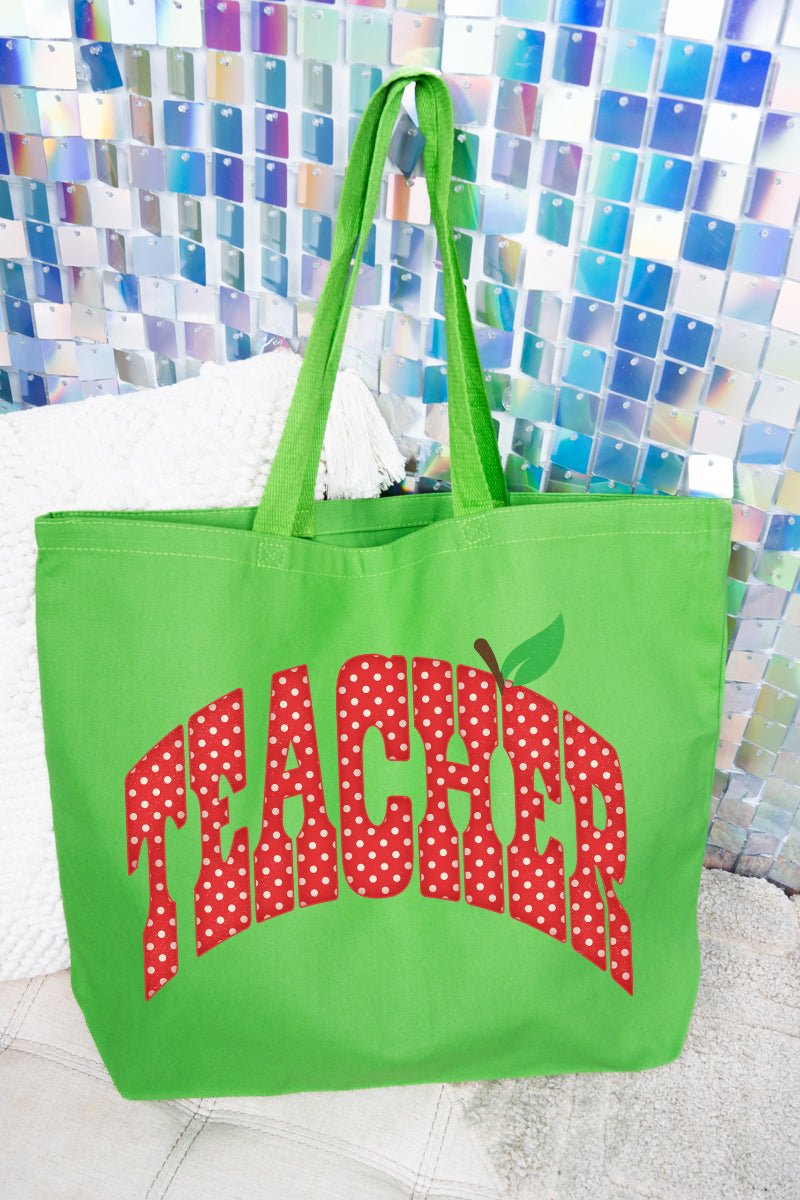 Apple Dot Teacher Canvas Jumbo Tote - Wholesale Accessory Market