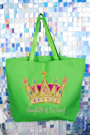 Bejeweled Daughter Of The King Canvas Jumbo Tote - Wholesale Accessory Market