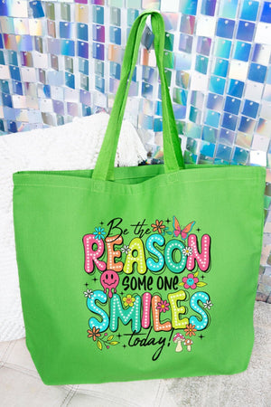 Be The Reason Someone Smiles Canvas Jumbo Tote - Wholesale Accessory Market